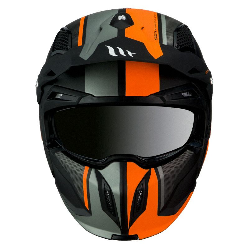 CASQUE TRIAL MT STREETFIGHTER SV TWIN C4 NOIR MAT/ORANGE FLUO