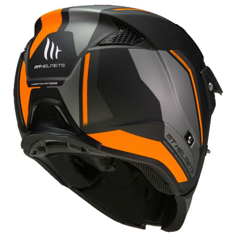 CASQUE TRIAL MT STREETFIGHTER SV TWIN C4 NOIR MAT/ORANGE FLUO