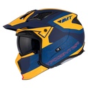 CASQUE TRIAL MT STREETFIGHTER SV TOTEM C3 BLEU/OR MAT   S  SIMPLE ECRAN TRANSPARENT TRANSFORMABLE AVEC MENTONNIERE AMOVIBLE (LIVRE AVEC UN ECRAN SUPPLEMENTAIRE DARK) (ECE 22.06)