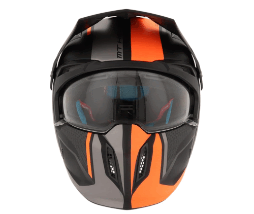 CASQUE TRIAL MT STREETFIGHTER SV TWIN C4 NOIR MAT/ORANGE FLUO